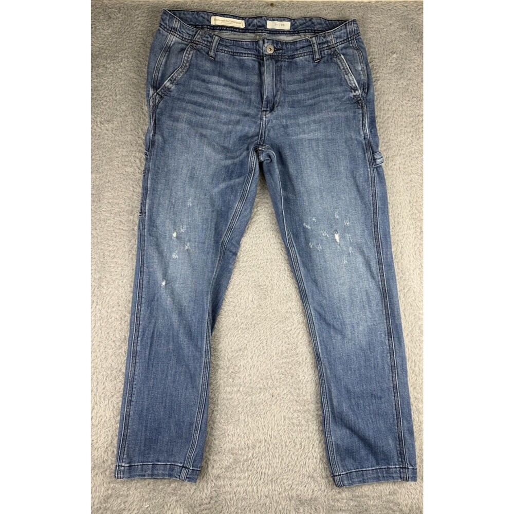Pilcro Anthropologie Jeans Distressed Carpenter Utility Blue Straight Size 29